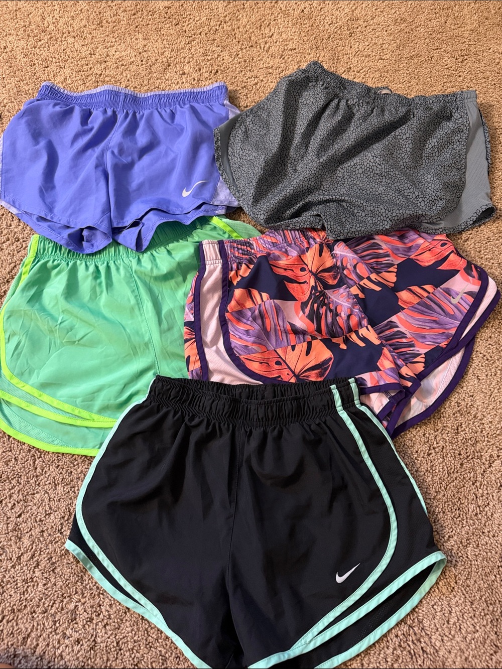 5  pair Nike dry fit running shorts all size small